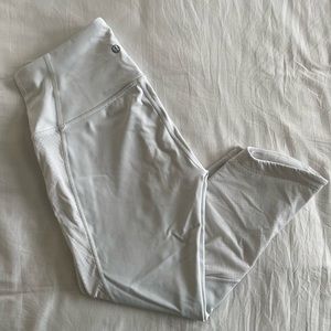 Lululemon white capri leggings with mesh details